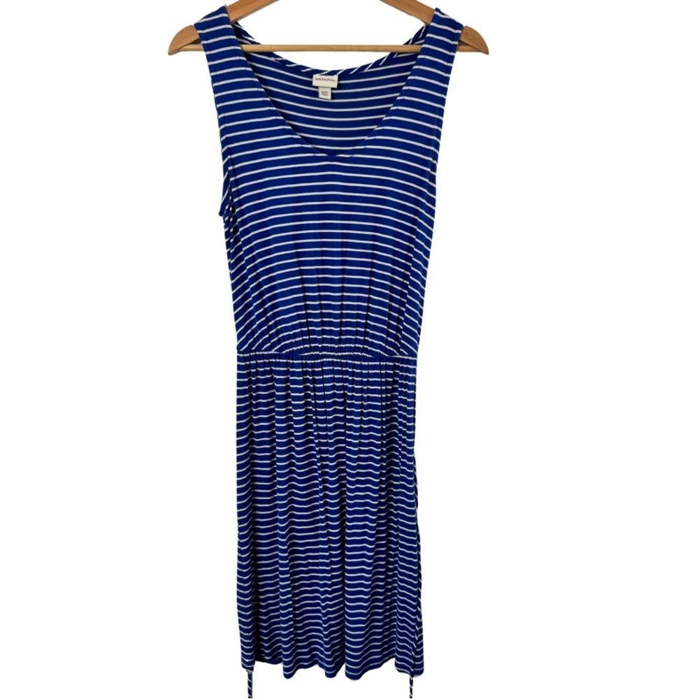 Merona Blue White Stripe Dress Tie Waist Sleeveless Casual Summer Dress Small